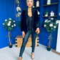 Alexis Velvet Detailed Blazer Black / Black