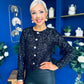 Jessica Button Detail Sequin Jacket Black