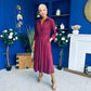 Angela Long Sleeve Maxi Shirt Dress Suede Wine
