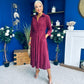 Angela Long Sleeve Maxi Shirt Dress Suede Wine