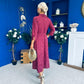 Angela Long Sleeve Maxi Shirt Dress Suede Wine