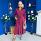 Angela Long Sleeve Maxi Shirt Dress Suede Wine