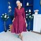 Angela Long Sleeve Maxi Shirt Dress Suede Wine