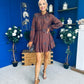Stefi Embellished High Neck Mini Dress Chocolate