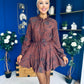 Stefi Embellished High Neck Mini Dress Chocolate