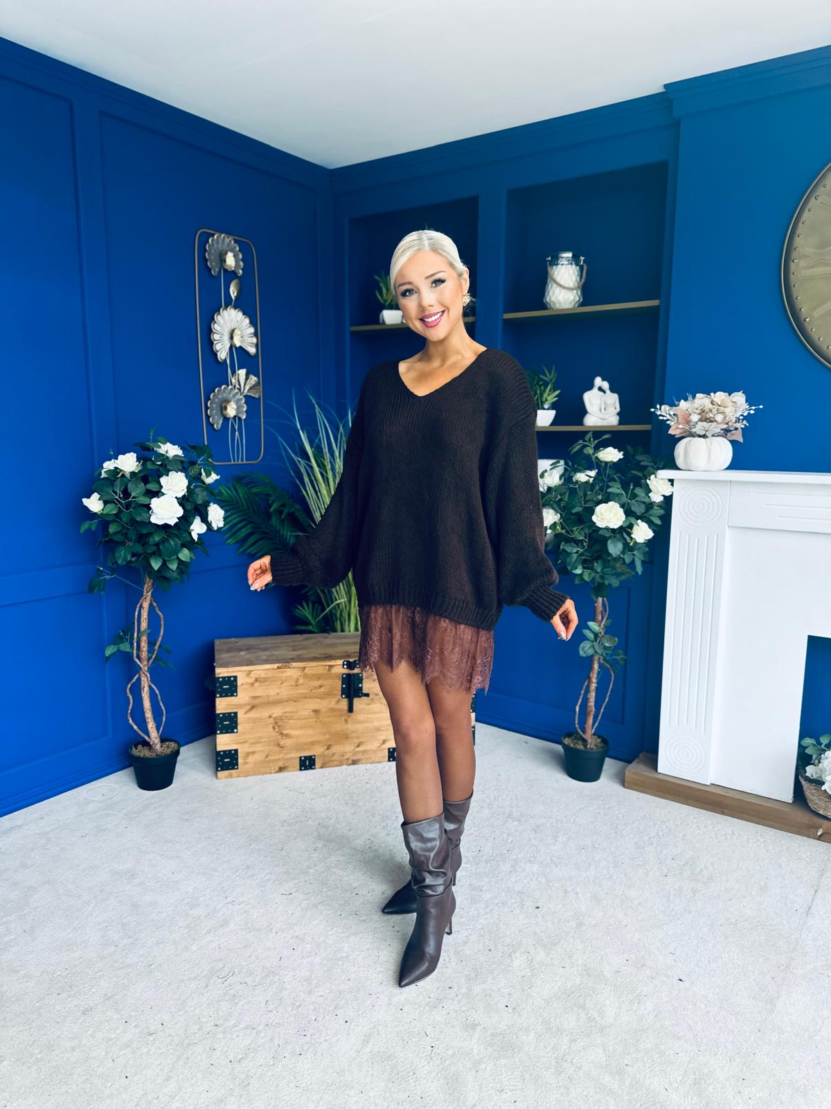 Sami Knitted Jumper Dress Chocolate