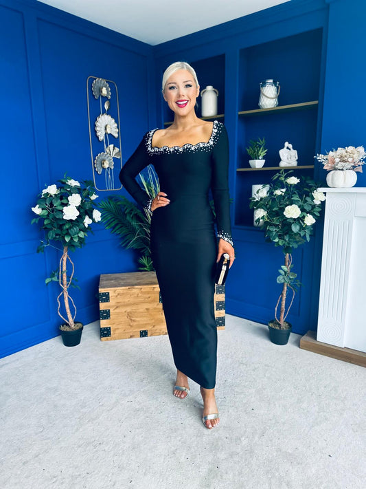 Celia Embellished Occasion Dress Black PRE ORDER Arriving 24 Oct
