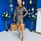 Olive Sequin Detail Mini Dress Black Gold