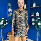 Olive Sequin Detail Mini Dress Black Gold