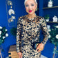 Olive Sequin Detail Mini Dress Black Gold