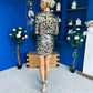 Olive Sequin Detail Mini Dress Black Gold