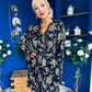 Daisy Gold Foil Plisse Mini Dress Black