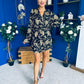 Daisy Gold Foil Plisse Mini Dress Black