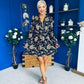 Daisy Gold Foil Plisse Mini Dress Black