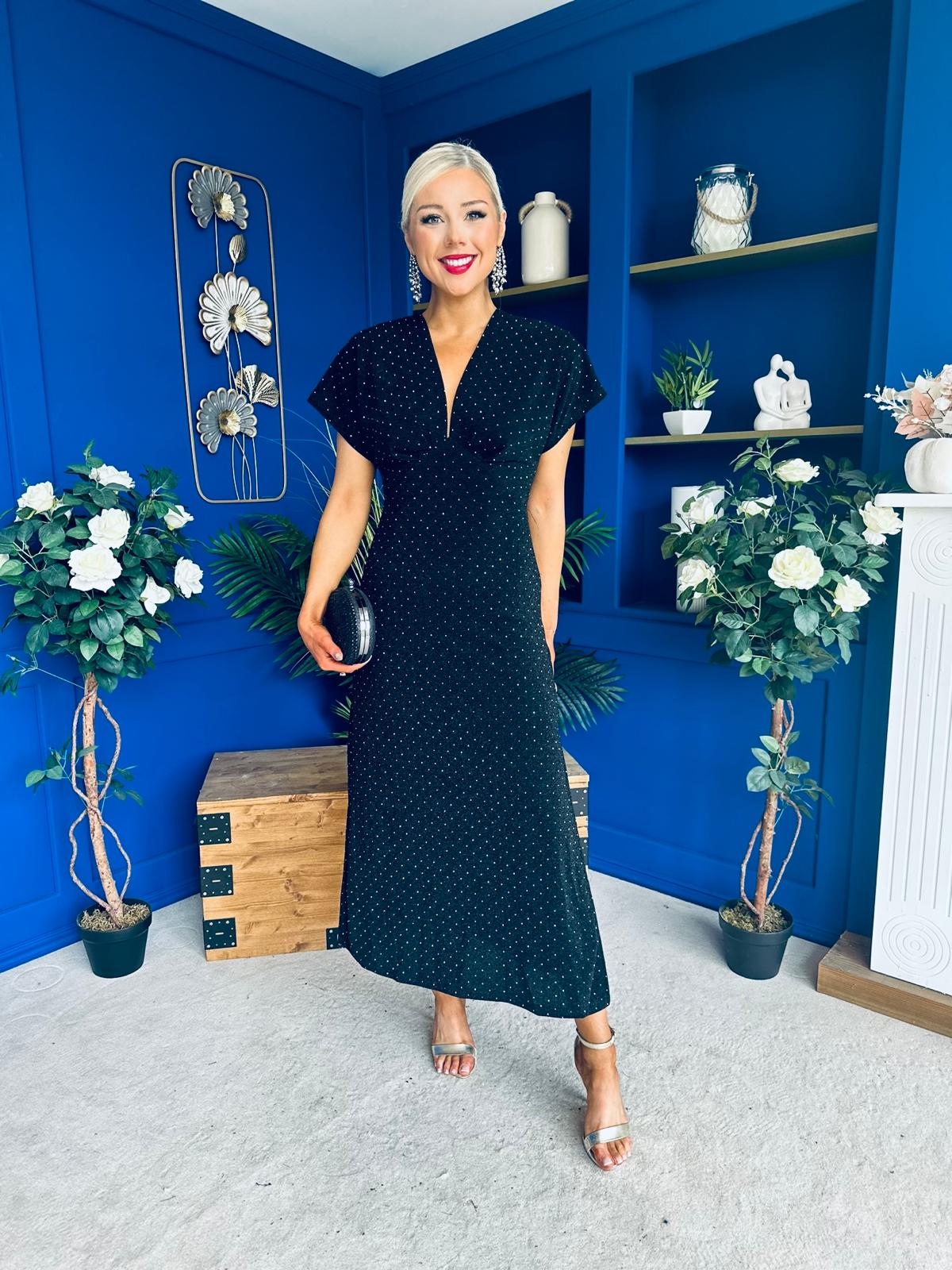 Helen Studded Shimmer Dress Black