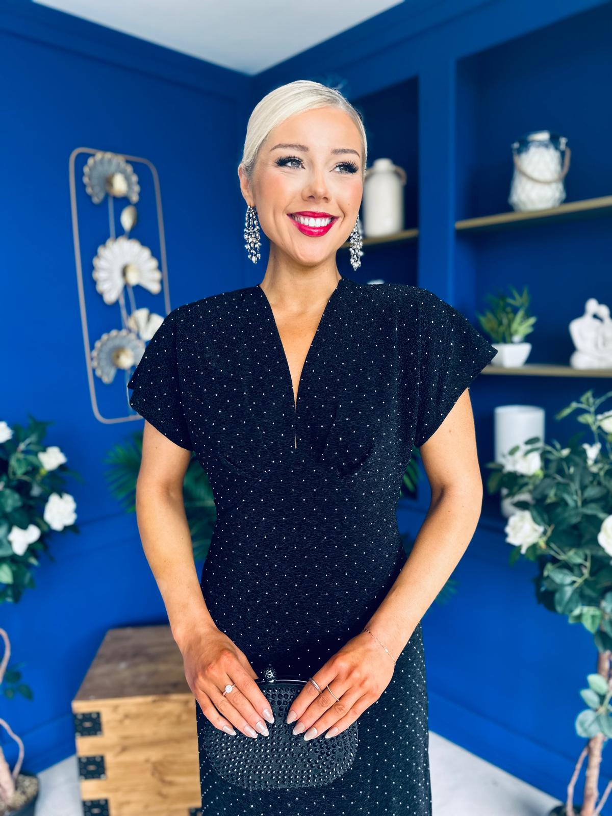 Helen Studded Shimmer Dress Black