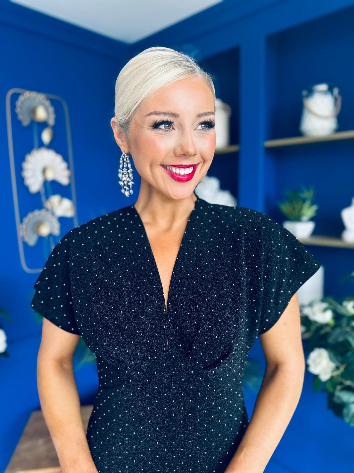 Helen Studded Shimmer Dress Black