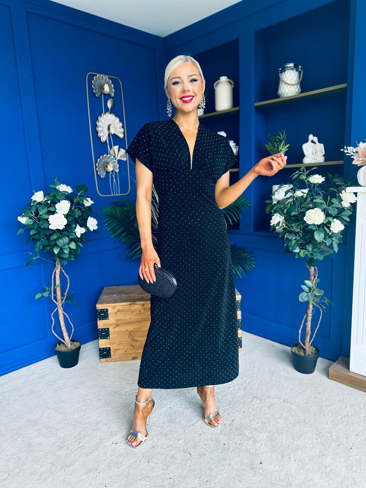 Helen Studded Shimmer Dress Black