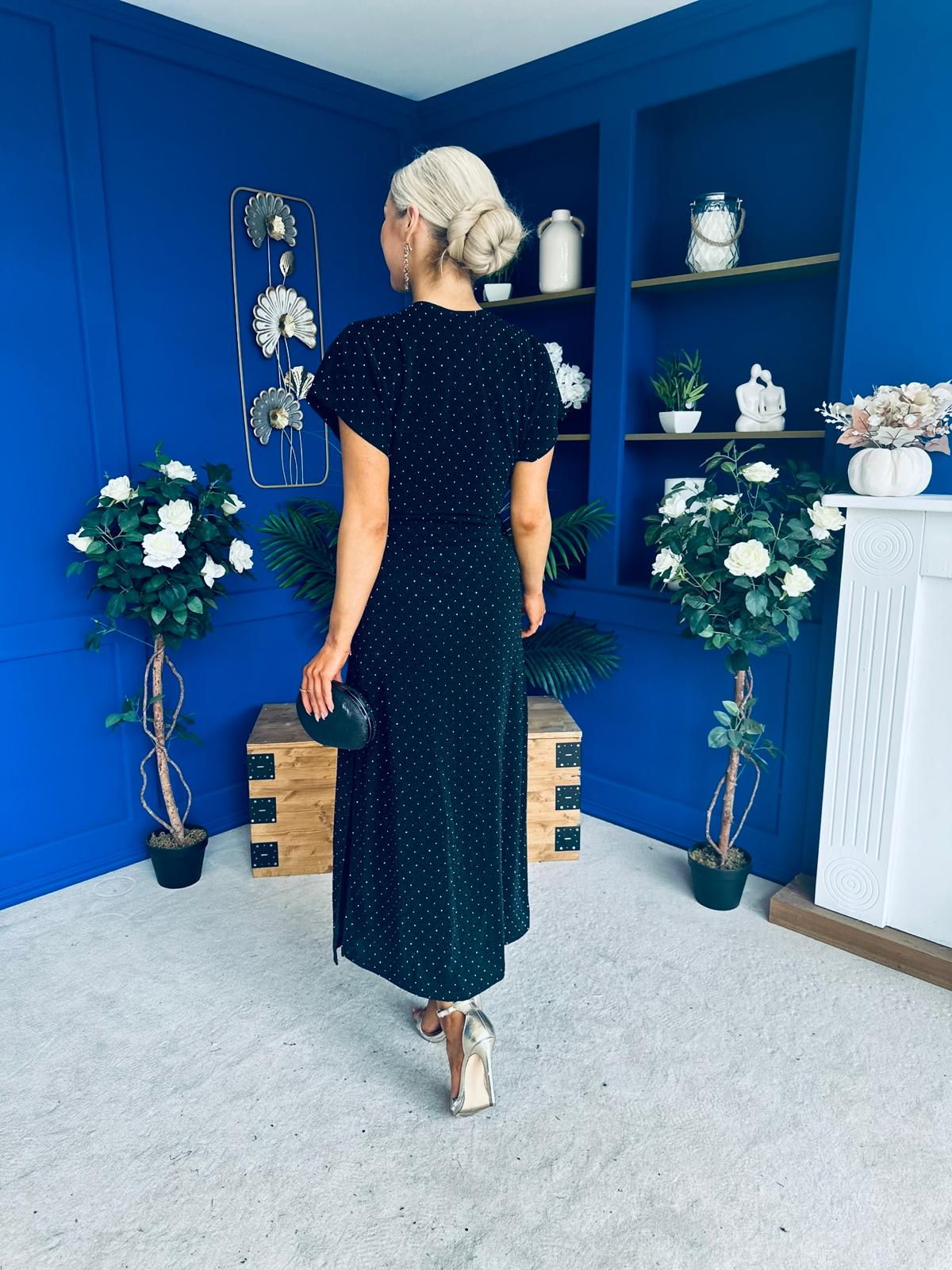 Helen Studded Shimmer Dress Black