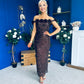 Raven Sequin Occasion Dress Chocolate