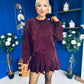 Mandy Velvet Mini Shift Dress Burgundy