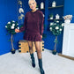 Mandy Velvet Mini Shift Dress Burgundy