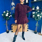 Mandy Velvet Mini Shift Dress Burgundy