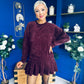 Mandy Velvet Mini Shift Dress Burgundy