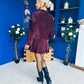 Mandy Velvet Mini Shift Dress Burgundy
