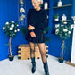 Mandy Velvet Mini Shift Dress Black