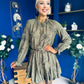 Stefi Embellished High Neck Mini Dress Khaki