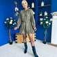 Stefi Embellished High Neck Mini Dress Khaki