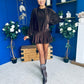 Mandy Velvet Mini Shift Dress Chocolate