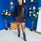 Mandy Velvet Mini Shift Dress Chocolate