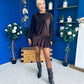 Mandy Velvet Mini Shift Dress Chocolate