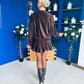 Mandy Velvet Mini Shift Dress Chocolate