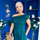 Breffy Asymmetric Neckline Skater Midi Emerald Pre Order 25 Oct