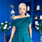 Breffy Asymmetric Neckline Skater Midi Emerald Pre Order 25 Oct