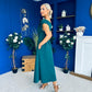 Breffy Asymmetric Neckline Skater Midi Emerald Pre Order 25 Oct