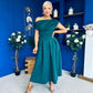 Breffy Asymmetric Neckline Skater Midi Emerald Pre Order 25 Oct