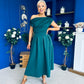 Breffy Asymmetric Neckline Skater Midi Emerald Pre Order 25 Oct