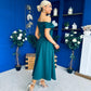 Breffy Asymmetric Neckline Skater Midi Emerald Pre Order 25 Oct