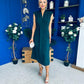 Quinn Drape Detail Midi Dress Forest