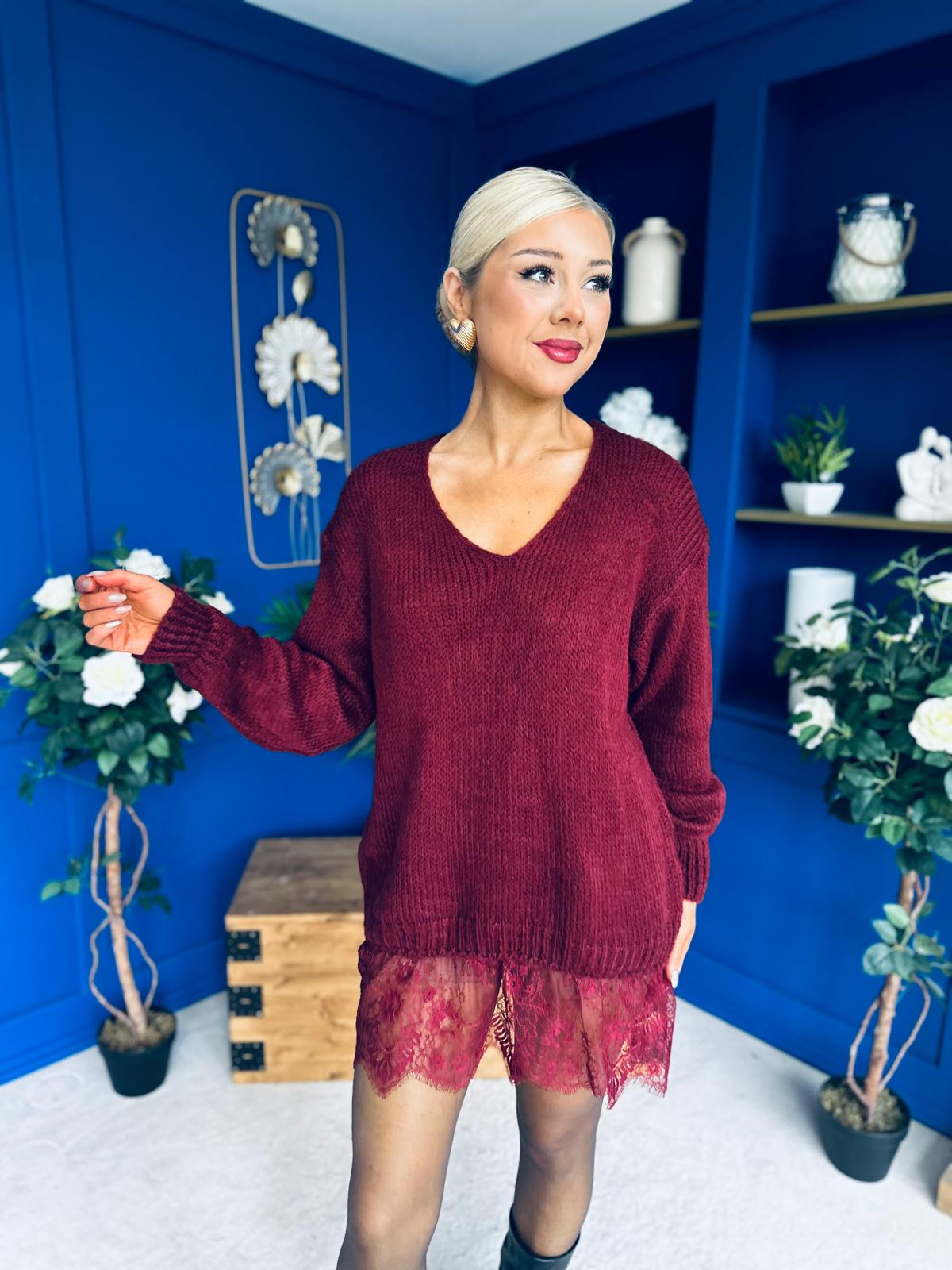 Sami Knitted Jumper Dress Burgundy