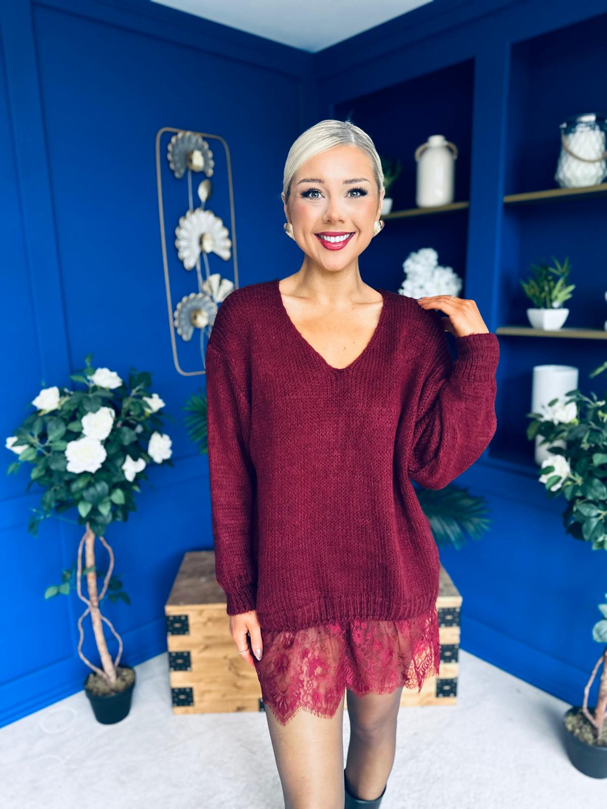 Sami Knitted Jumper Dress Burgundy