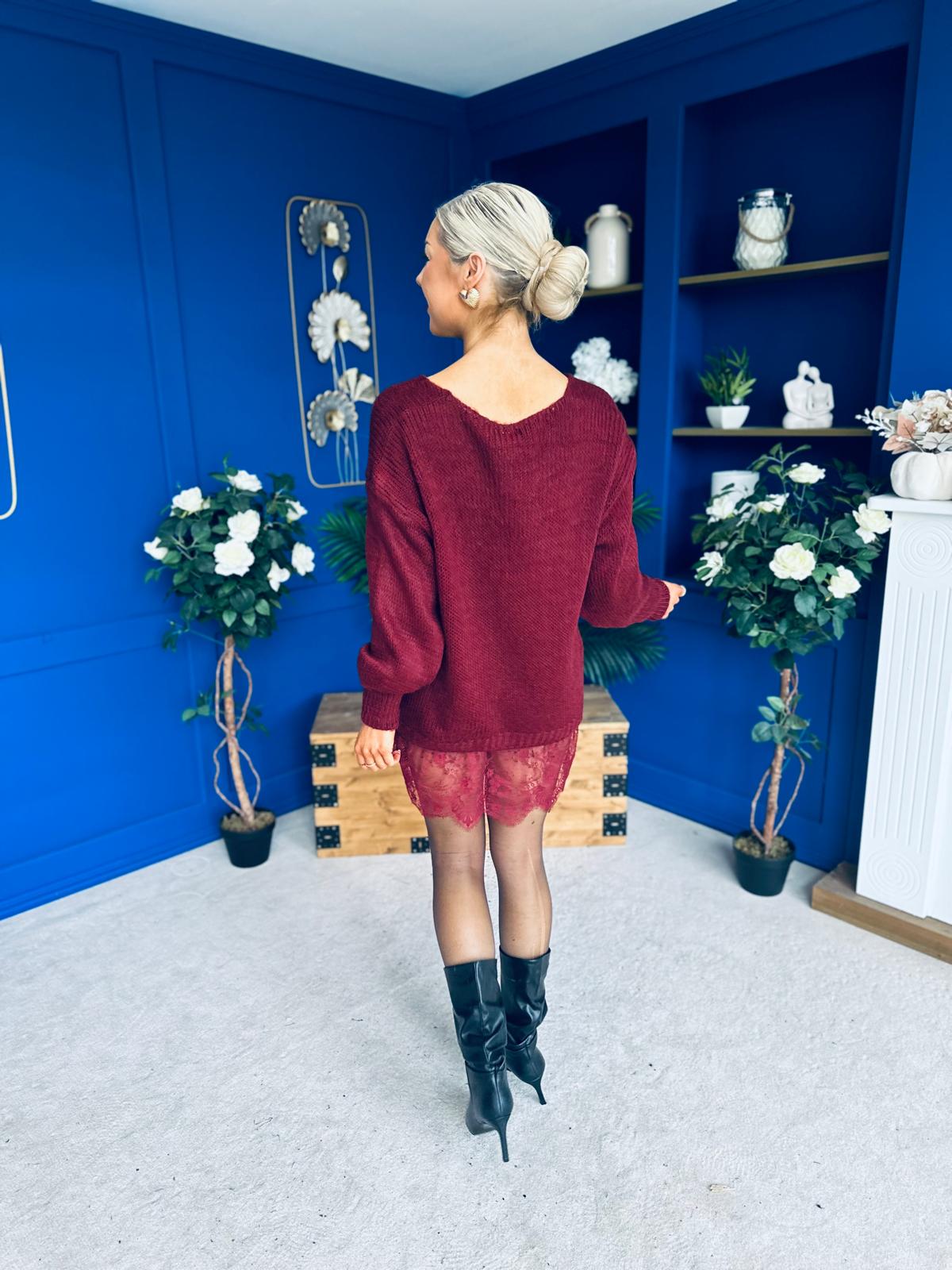 Sami Knitted Jumper Dress Burgundy