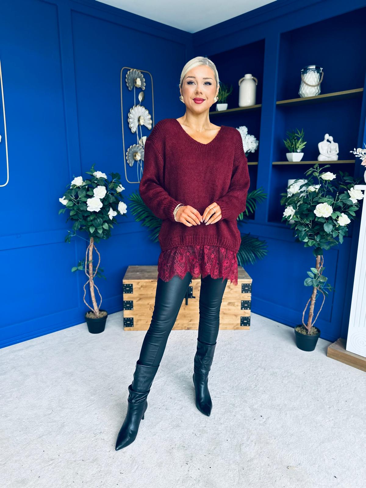 Sami Knitted Jumper Dress Burgundy