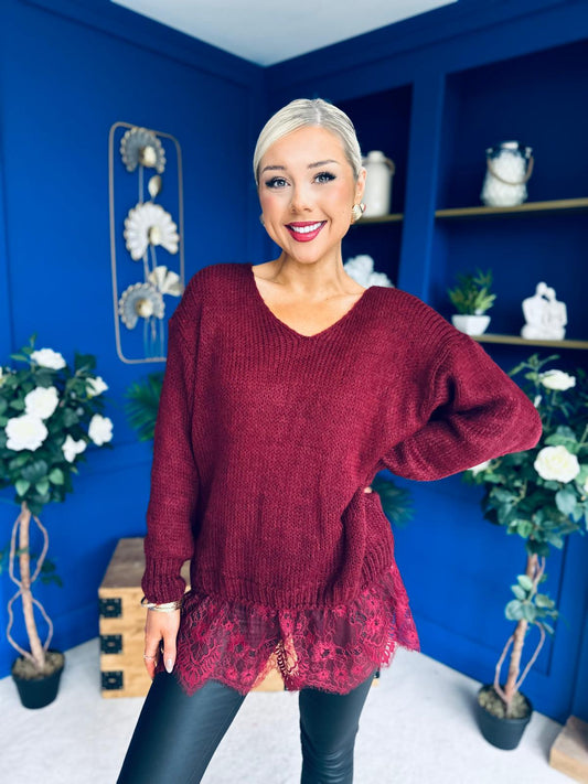 Sami Knitted Jumper Dress Burgundy