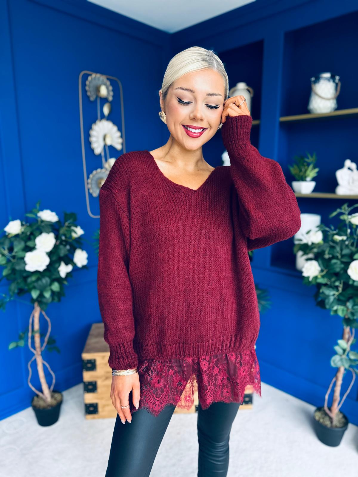 Sami Knitted Jumper Dress Burgundy
