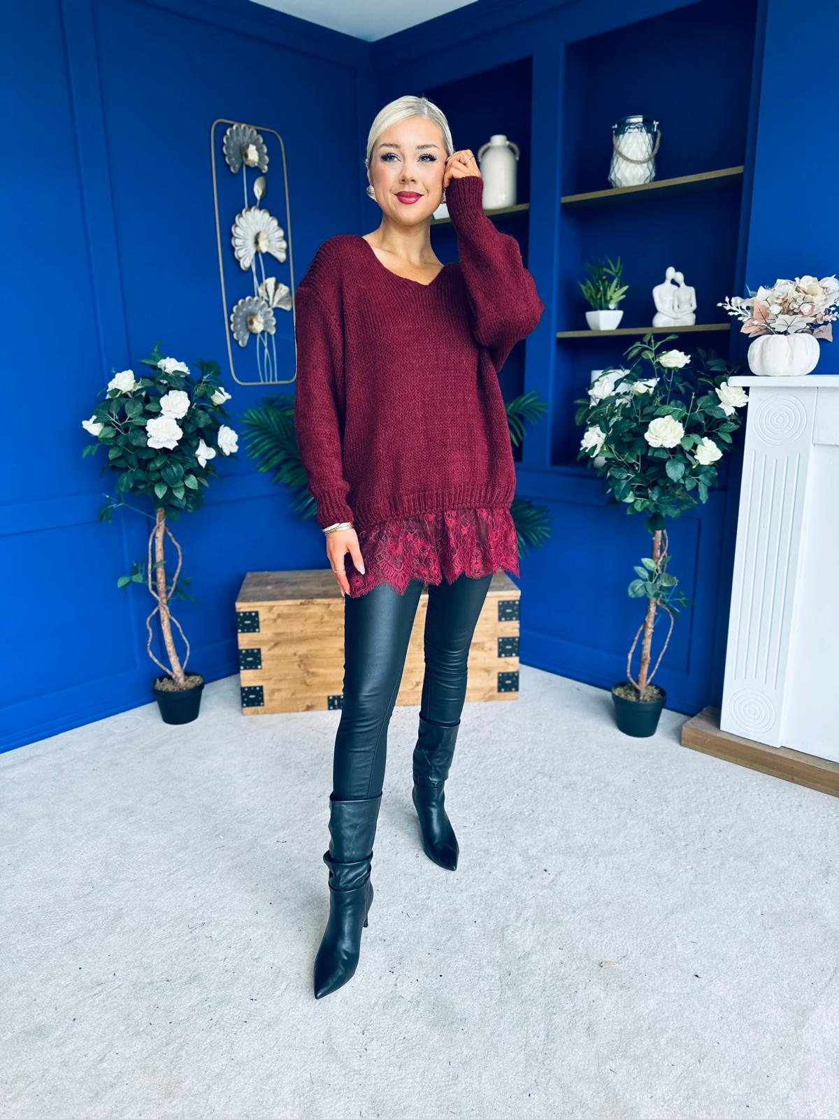 Sami Knitted Jumper Dress Burgundy